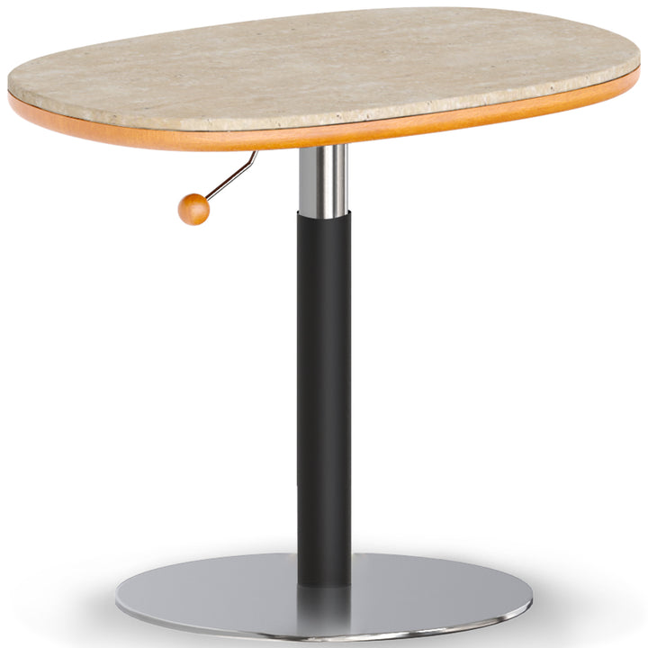 Scandinavian sintered stone height adjustable side table roman in white background.