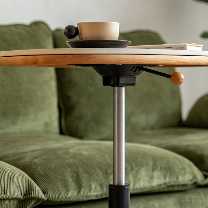 Scandinavian sintered stone height adjustable side table roman in real life style.