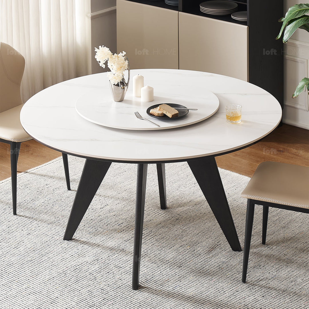 Scandinavian sintered stone round dining table belly detail 8.