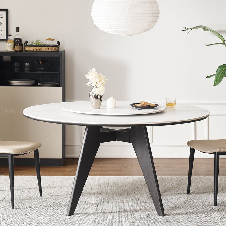 Scandinavian sintered stone round dining table belly detail 7.