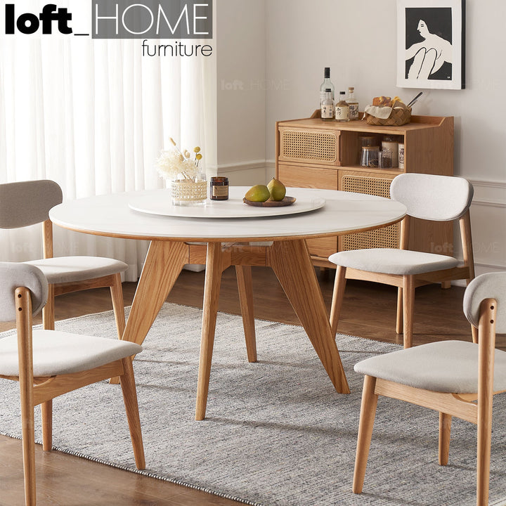 Scandinavian sintered stone round dining table belly primary product view.