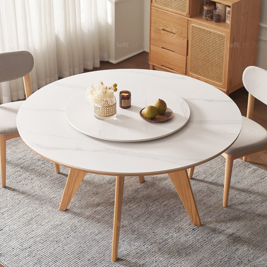 Scandinavian sintered stone round dining table belly detail 3.