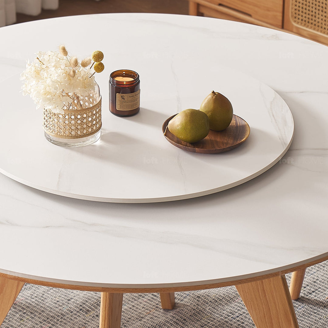 Scandinavian sintered stone round dining table belly detail 12.