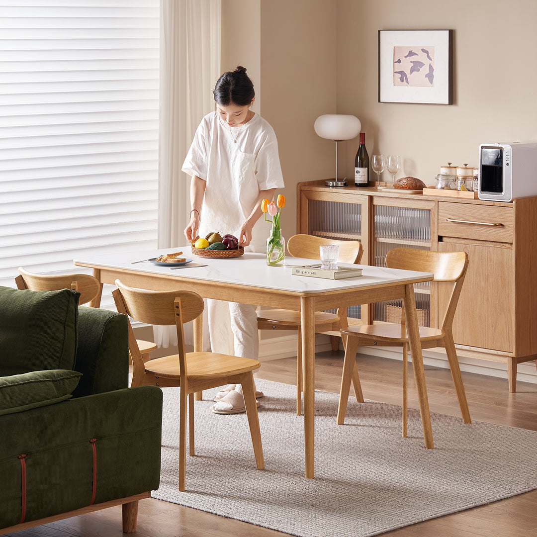 Scandinavian sintered stone rubber wood dining table rowan primary product view.