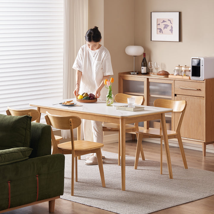 Scandinavian sintered stone rubber wood dining table rowan primary product view.