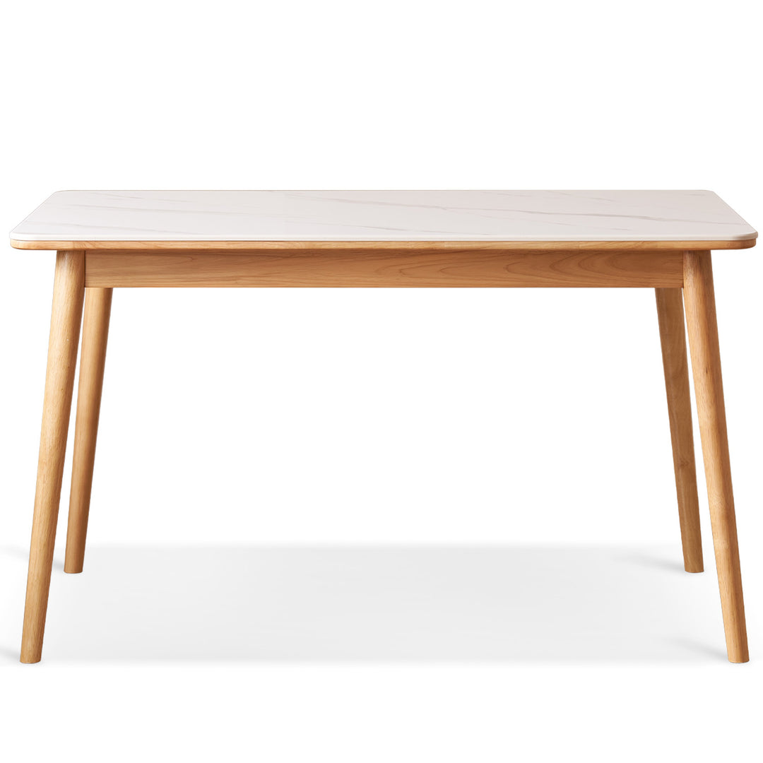 Scandinavian sintered stone rubber wood dining table rowan situational feels.