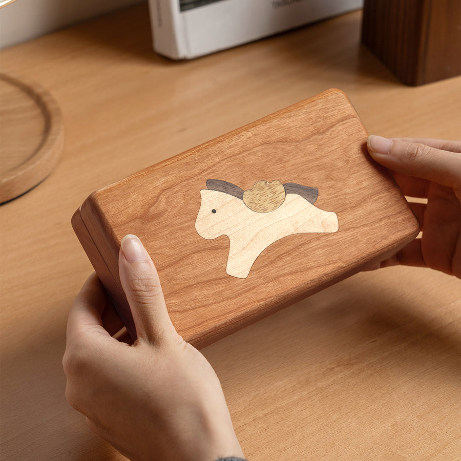 Scandinavian solid wood jewelry box keepsa primary product view.