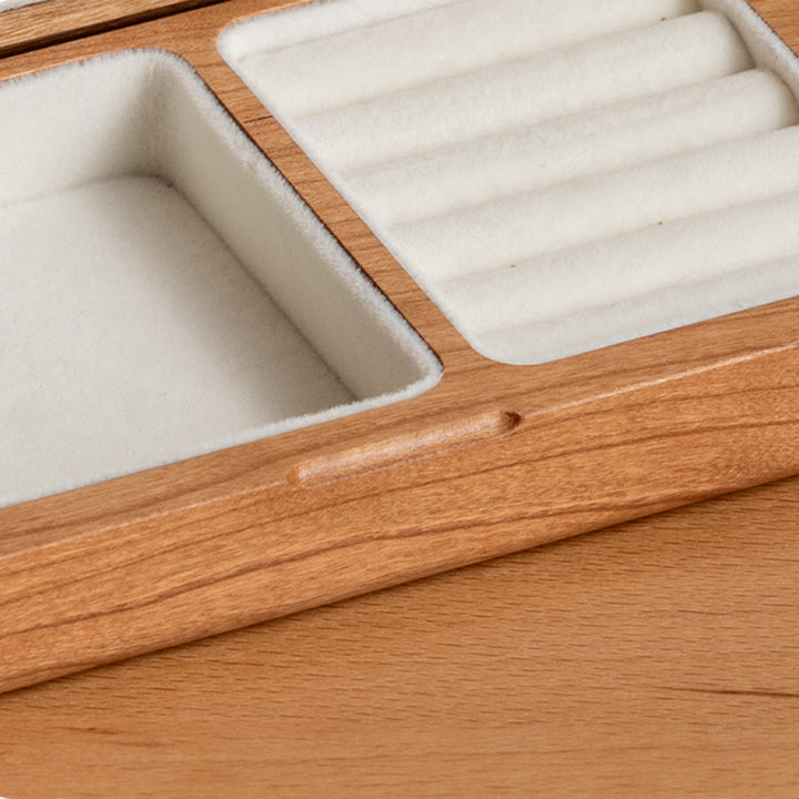 Scandinavian solid wood jewelry box keepsa in real life style.