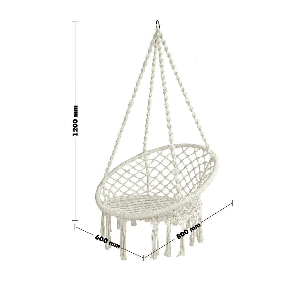 Scandinavian woven rope hanging chair 1 seater sofa net primary product view.
