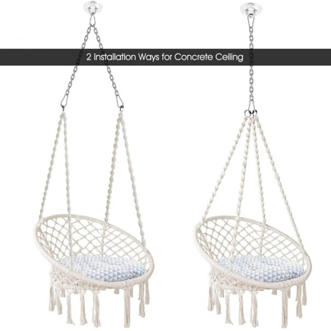 Scandinavian twine hanging chair 1 seater sofa net in real life style.