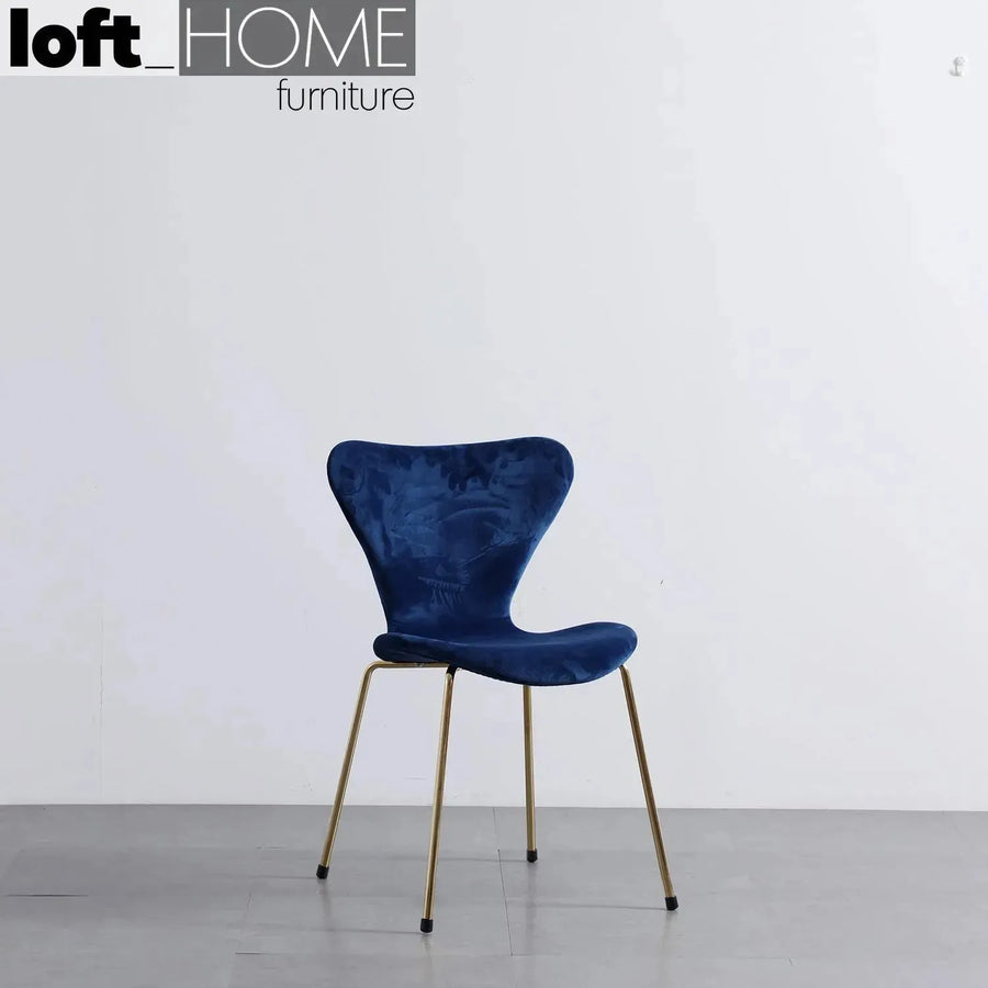 Modern velvet dining chair ant primary product view.