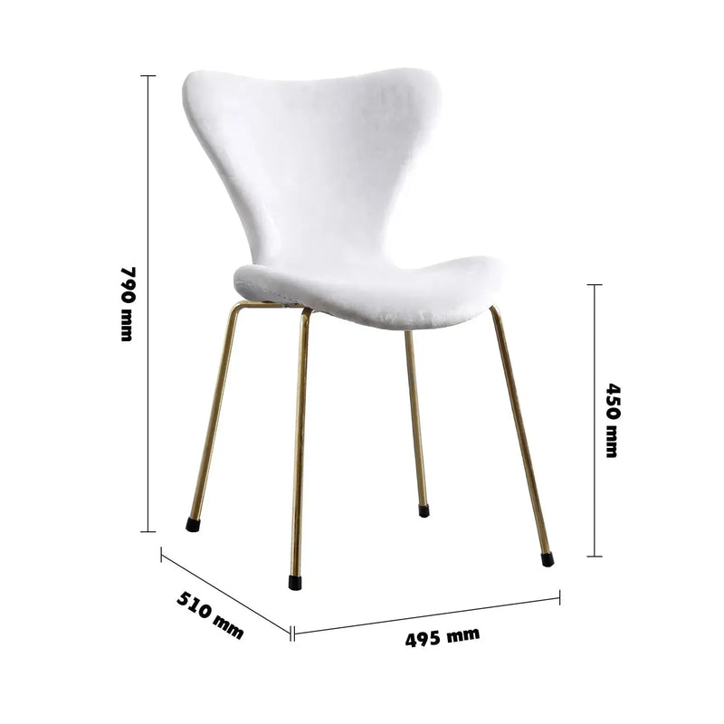 Bauhaus velvet dining chair ant size charts.