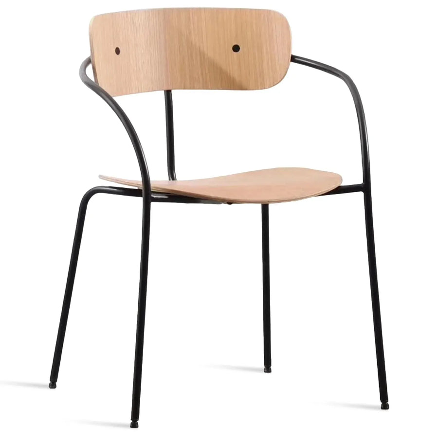 Industrial wood armrest dining chair pavilion av2 in white background.