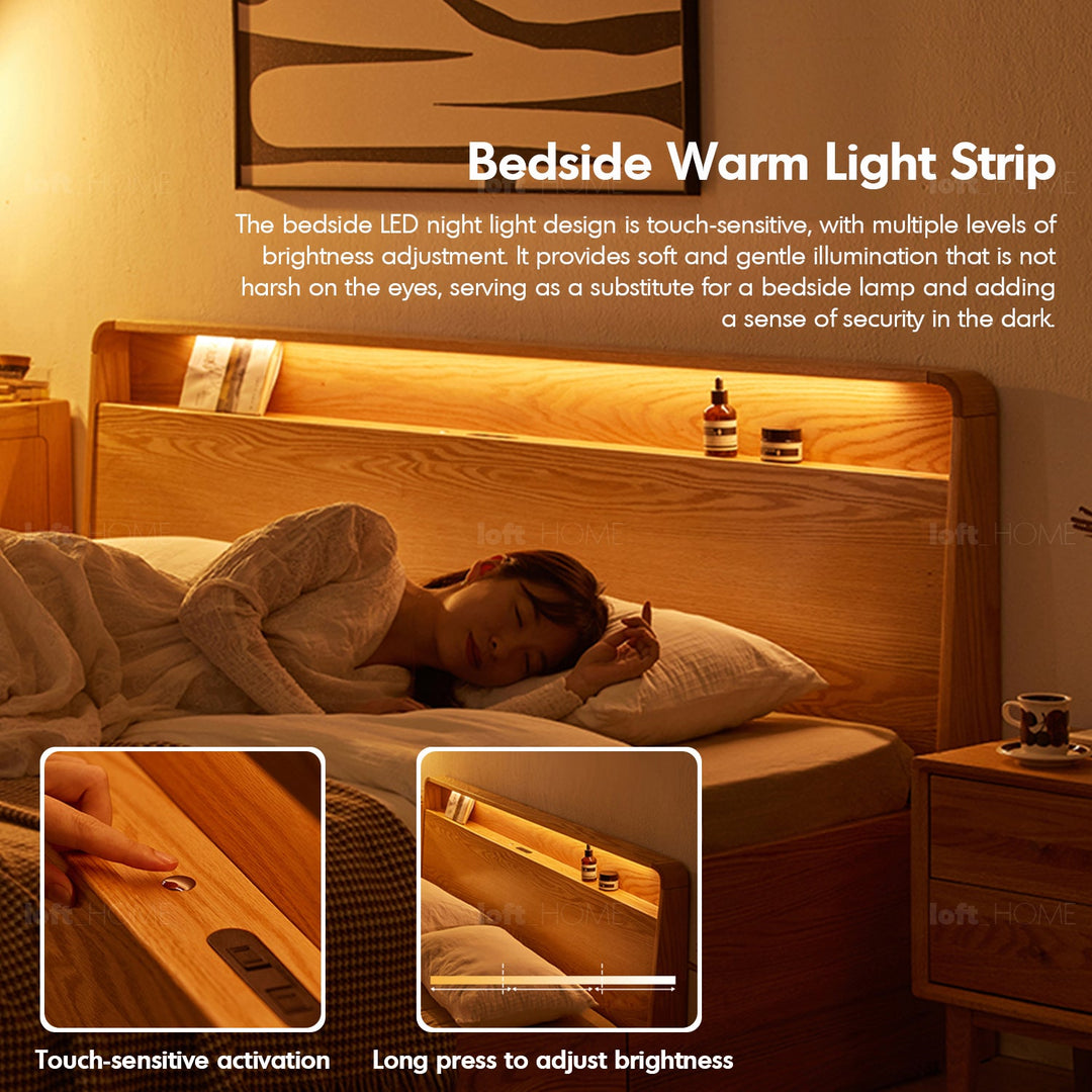 Scandinavian wood bed classicdream in close up details.