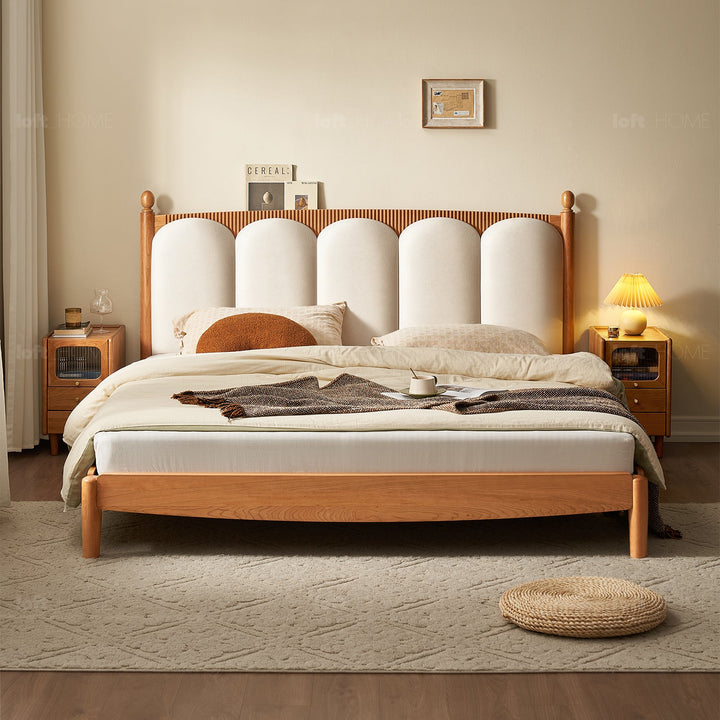 Scandinavian wood bed frame cherry radiant detail 8.