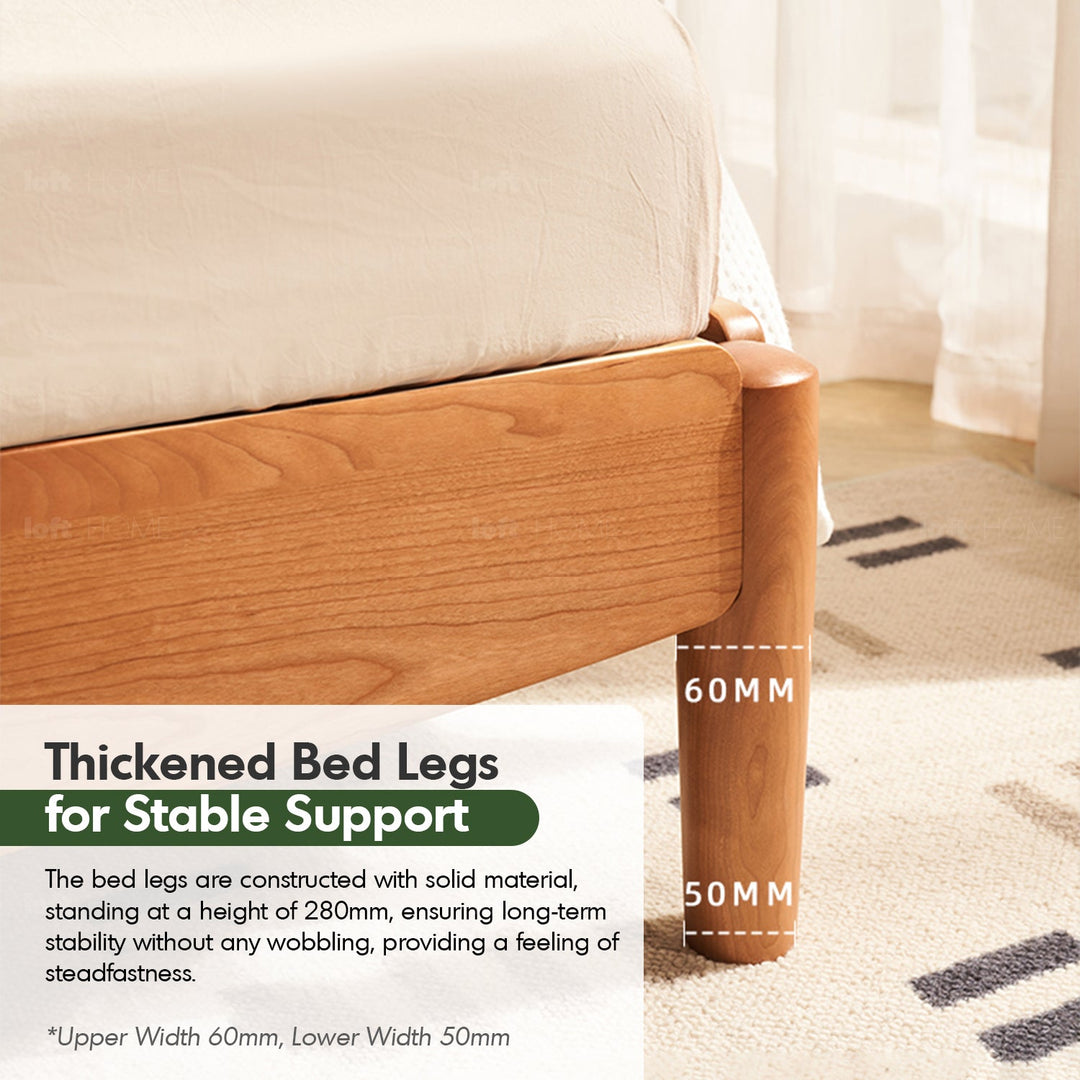 Scandinavian wood bed frame cherry radiant conceptual design.