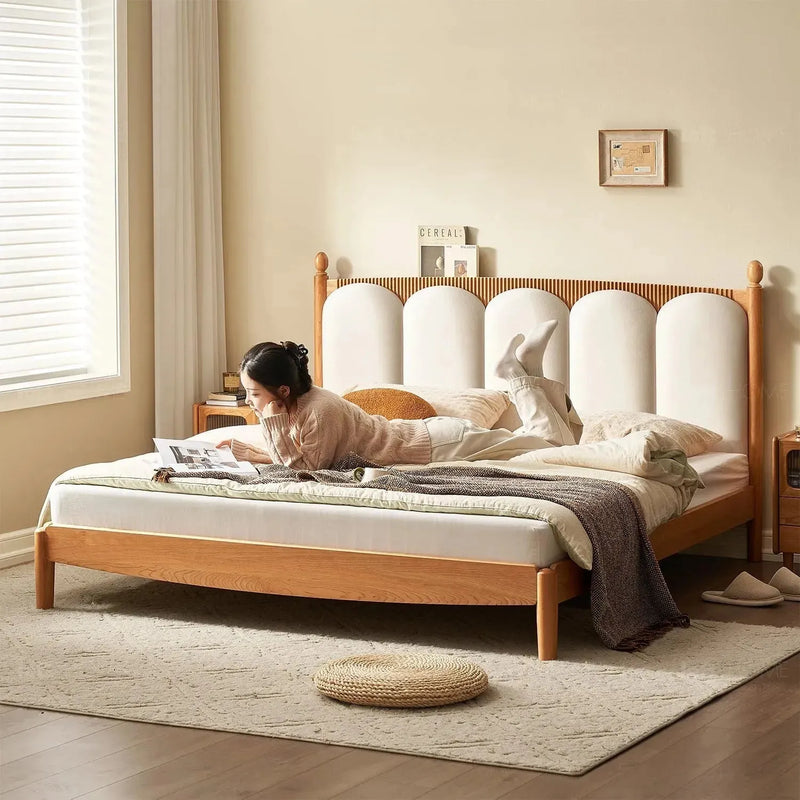 Scandinavian wood bed frame cherry radiant detail 9.