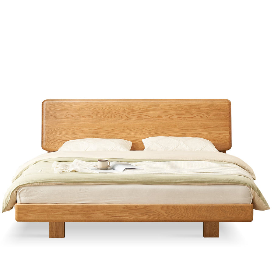 Scandinavian wood bed vitasleep in white background.