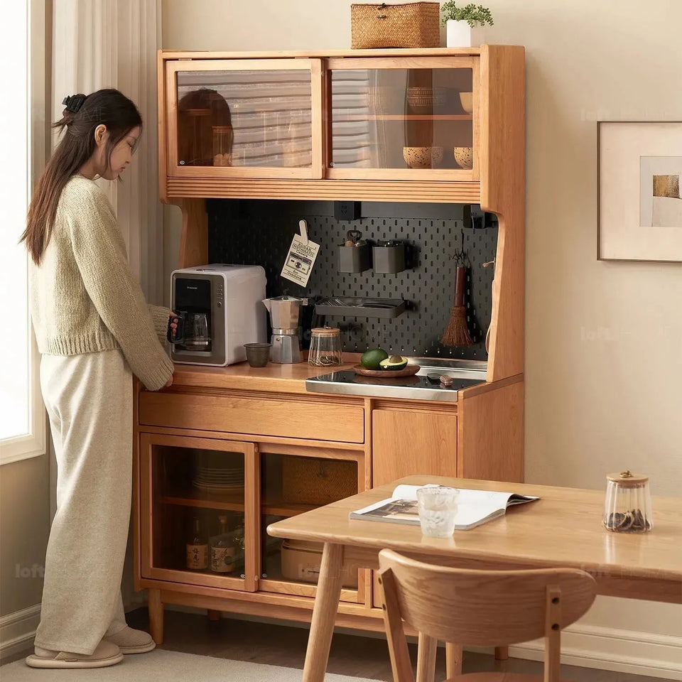 Scandinavian wood cabinet cherry retro detail 5.