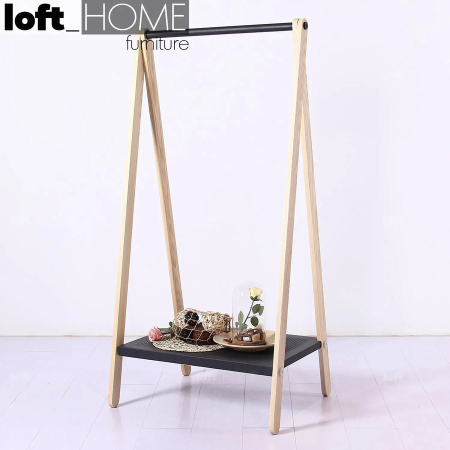 Modern wood cloth hanger shelf toj primary product view.