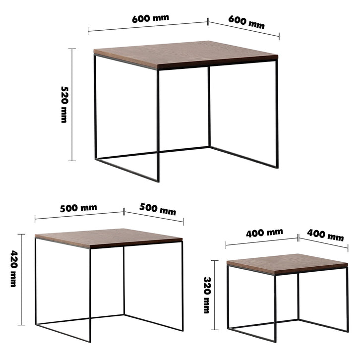 Scandinavian wood coffee table 3pcs set dvein size charts.