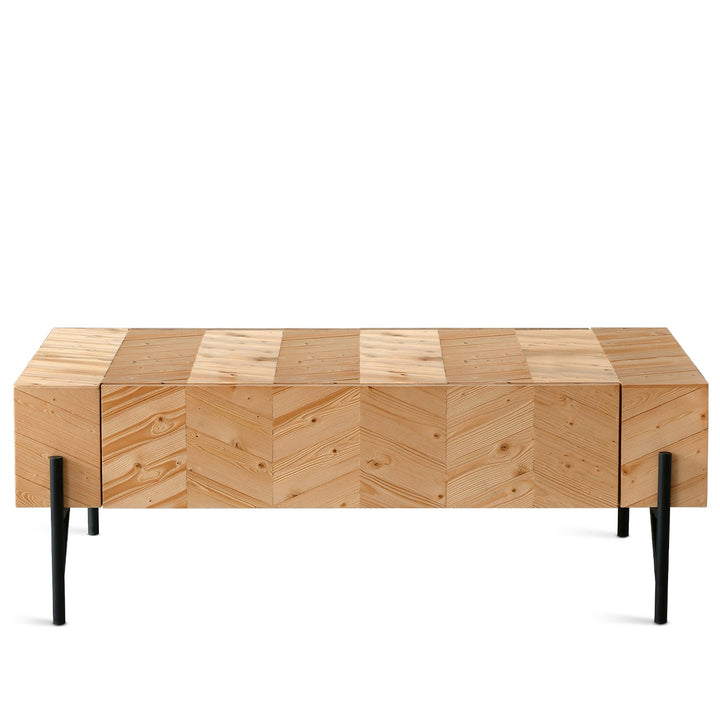 Scandinavian wood coffee table chevron layered structure.