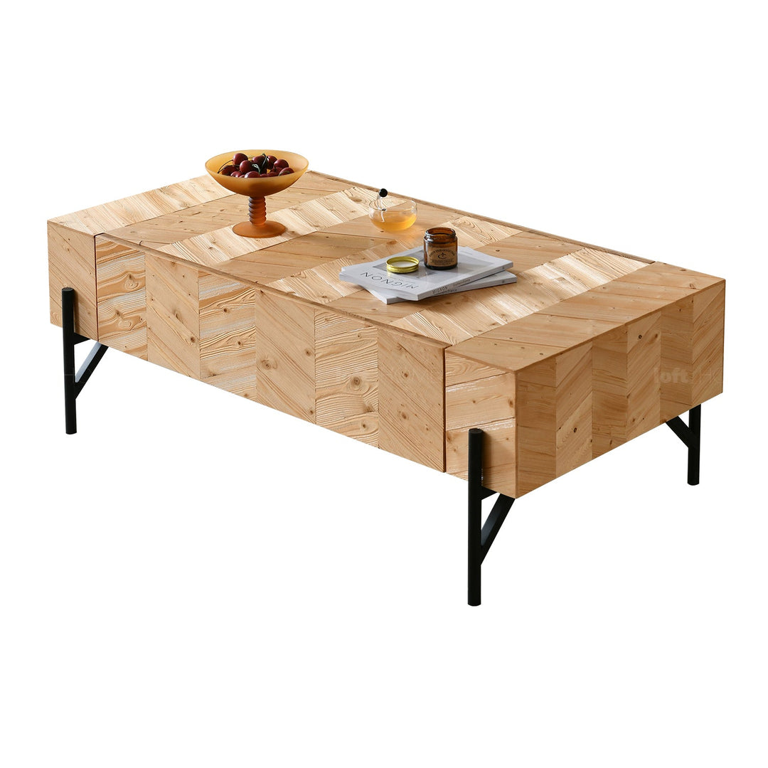 Scandinavian wood coffee table chevron conceptual design.