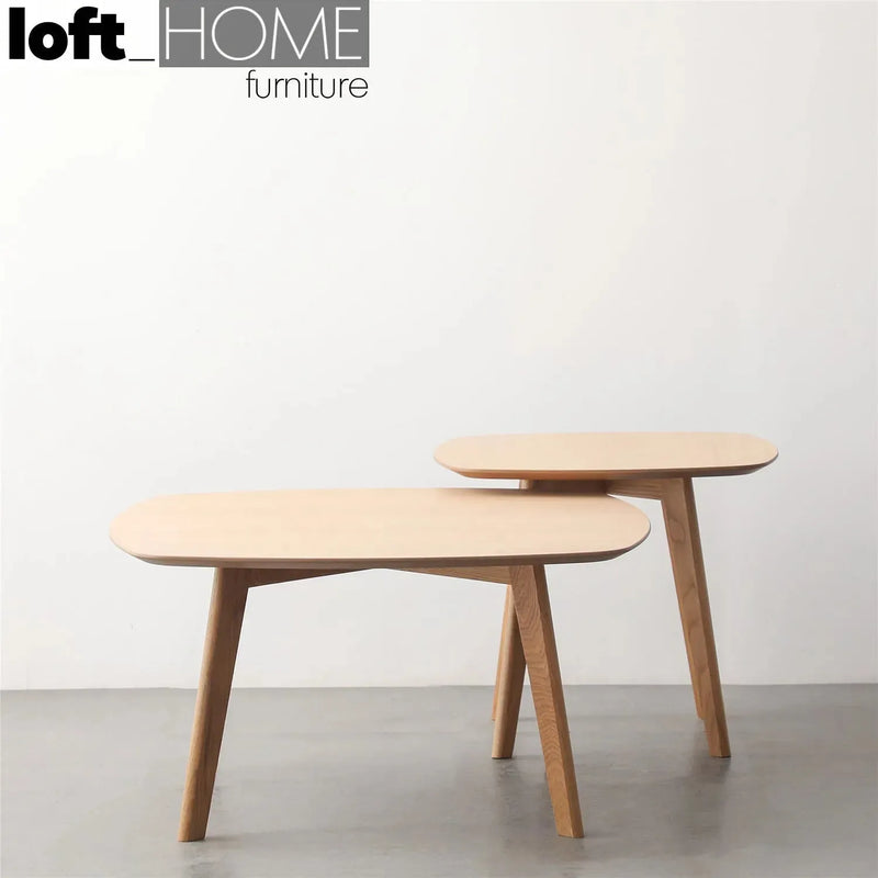 Scandinavian wood coffee table deauville in close up details.