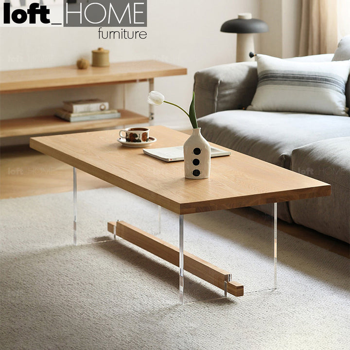 Scandinavian wood coffee table float primary product view.