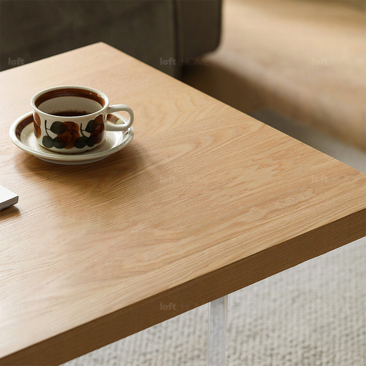 Scandinavian wood coffee table float environmental situation.