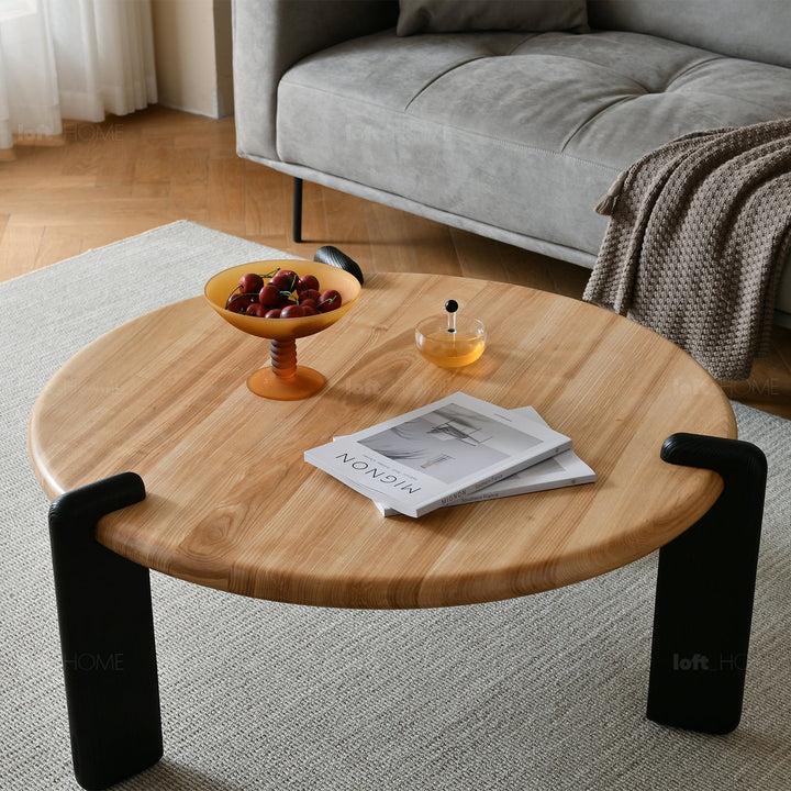 Scandinavian wood coffee table onda in details.