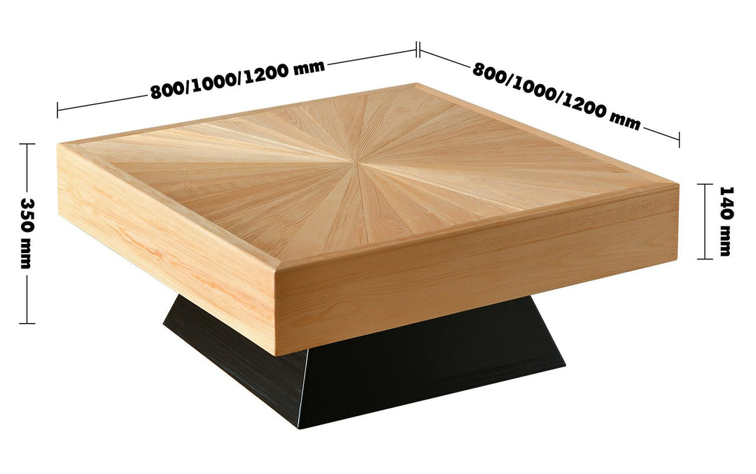 Scandinavian wood coffee table radial size charts.