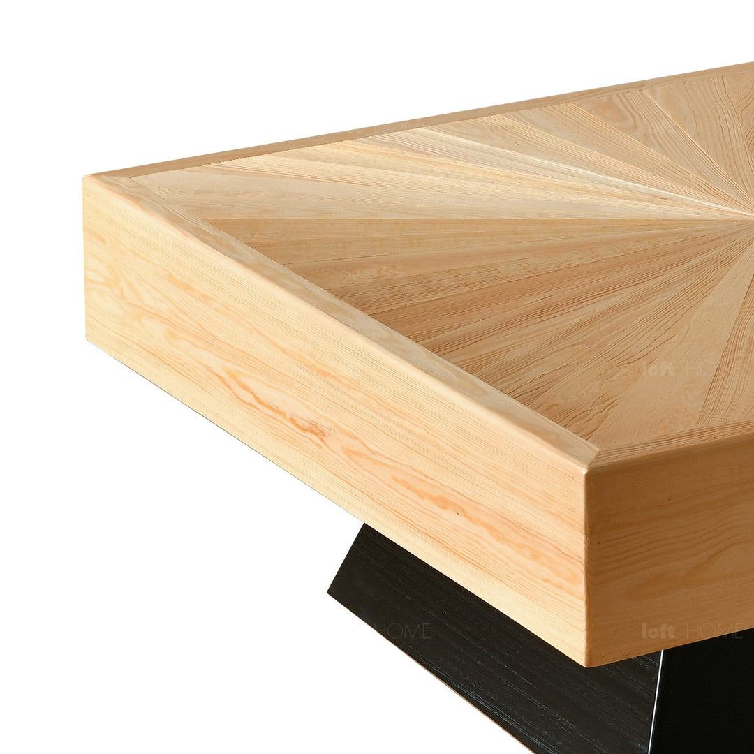 Scandinavian wood coffee table radial conceptual design.