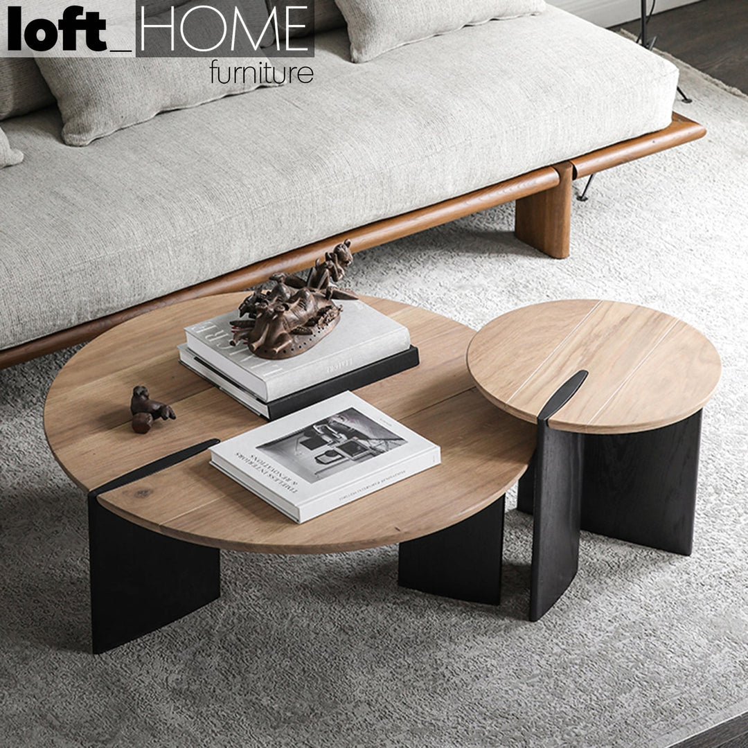 Scandinavian wood coffee table shona in real life style.