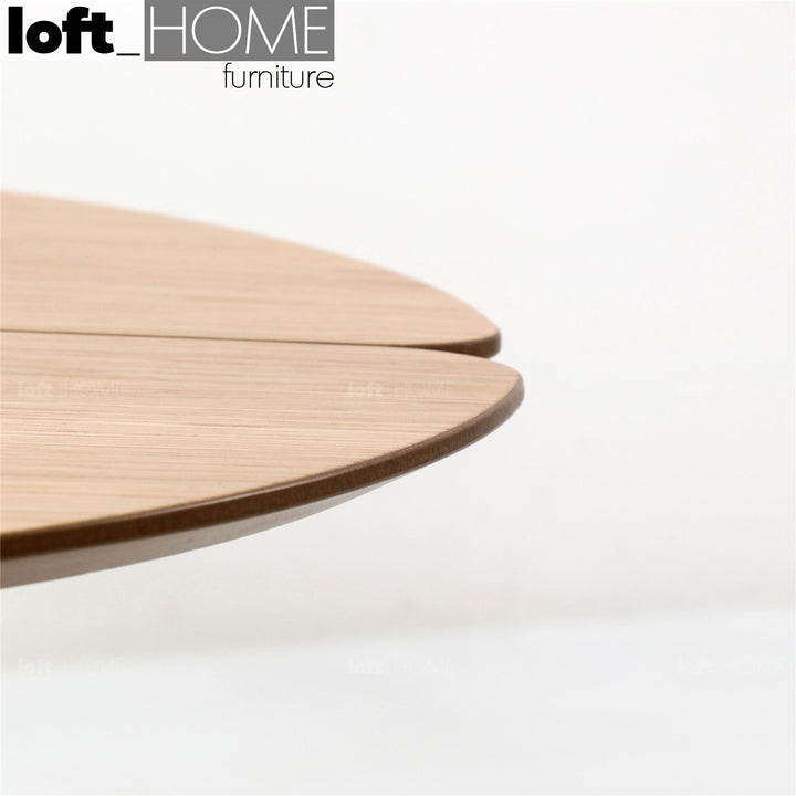 Scandinavian wood coffee table valboard round in real life style.