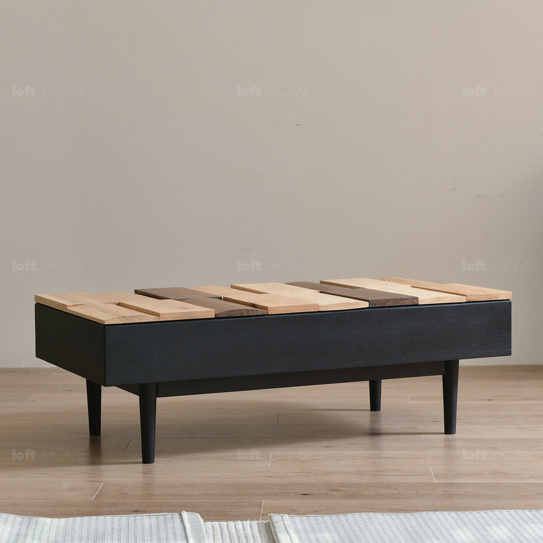 Scandinavian wood coffee table variation layered structure.