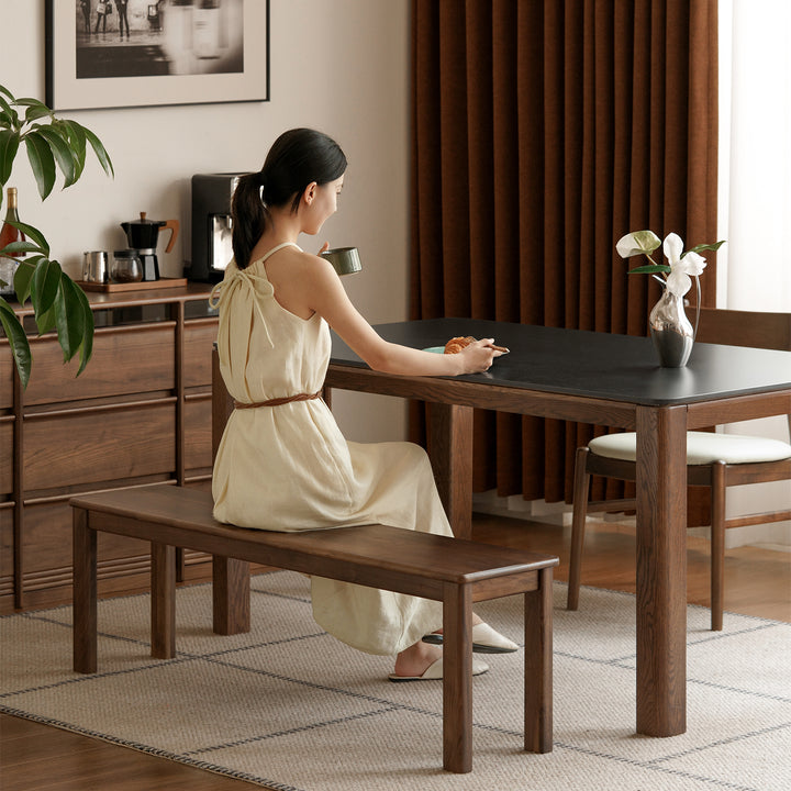 Scandinavian wood dining bench axel primary product view.