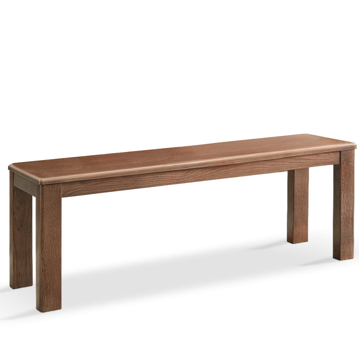 Scandinavian wood dining bench axel in white background.