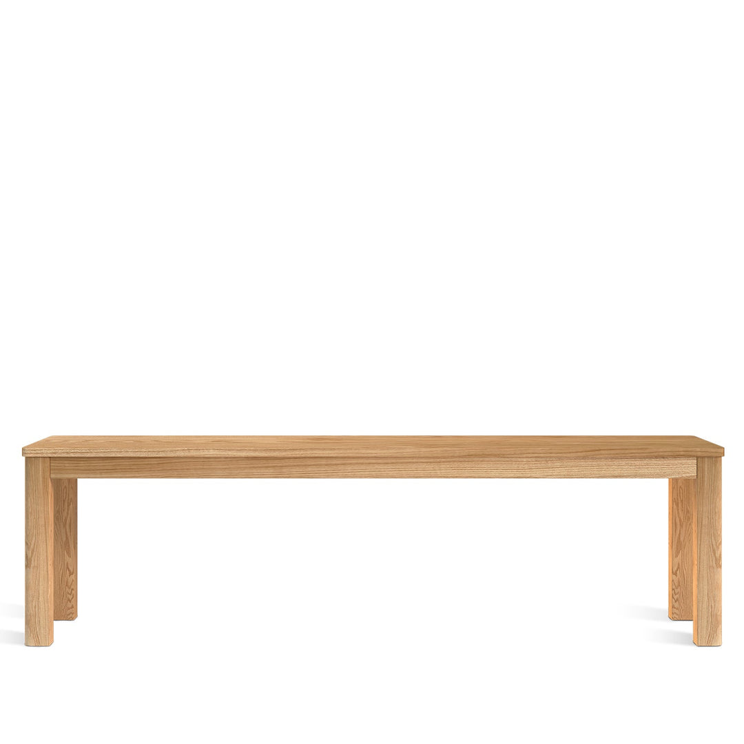 Scandinavian wood dining bench rotter in white background.