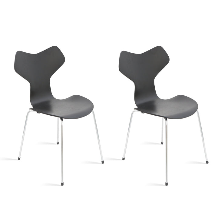 Scandinavian wood dining chair 2pcs set myst in white background.