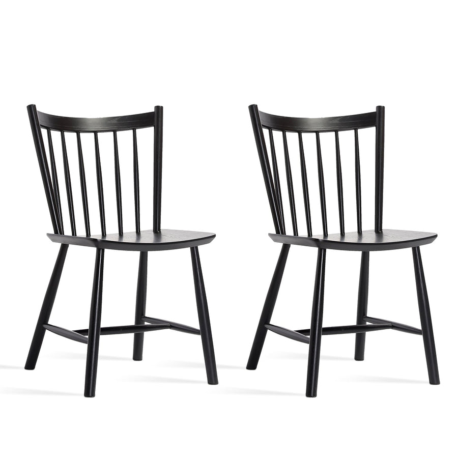 Scandinavian wood dining chair 2pcs set noble in white background.