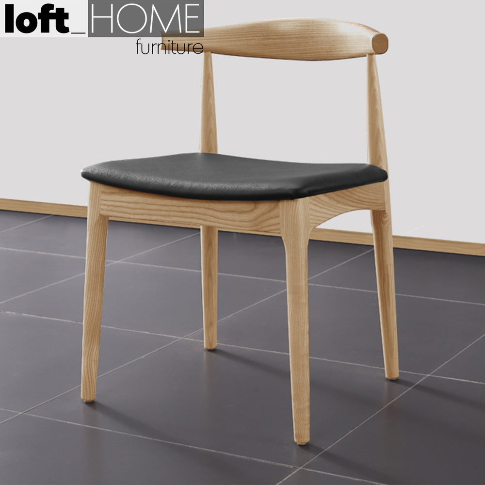 Scandinavian wood dining chair birch elbow primary product view.