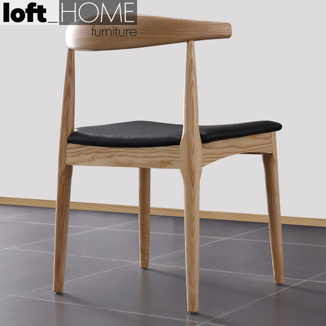 Scandinavian wood dining chair birch elbow color swatches.