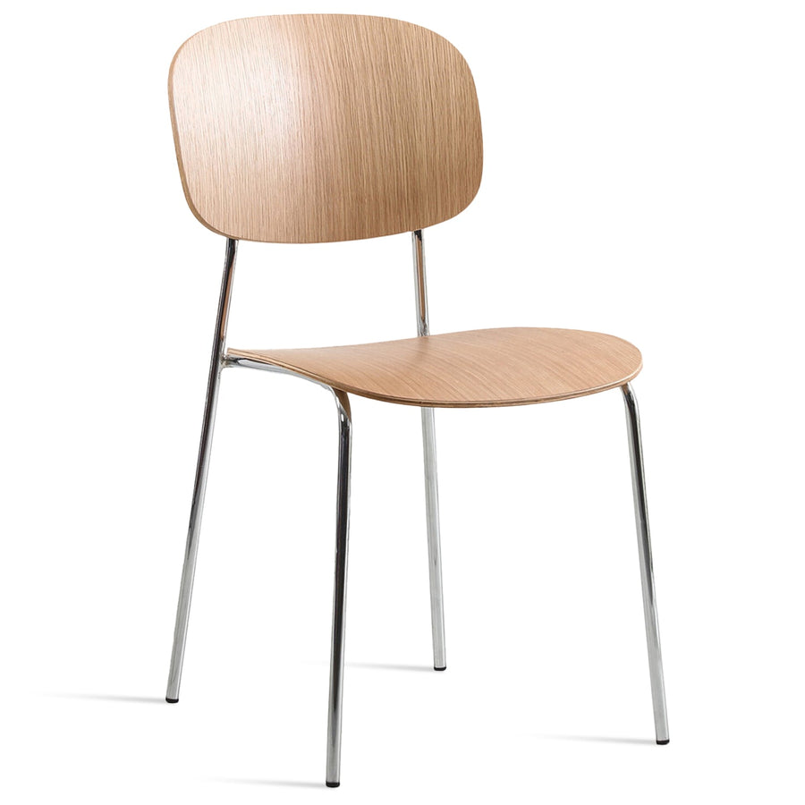 Scandinavian wood dining chair co in white background.