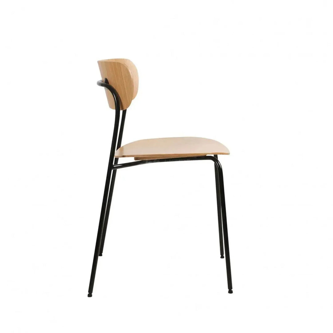 Industrial wood dining chair pavilion av1 in close up details.