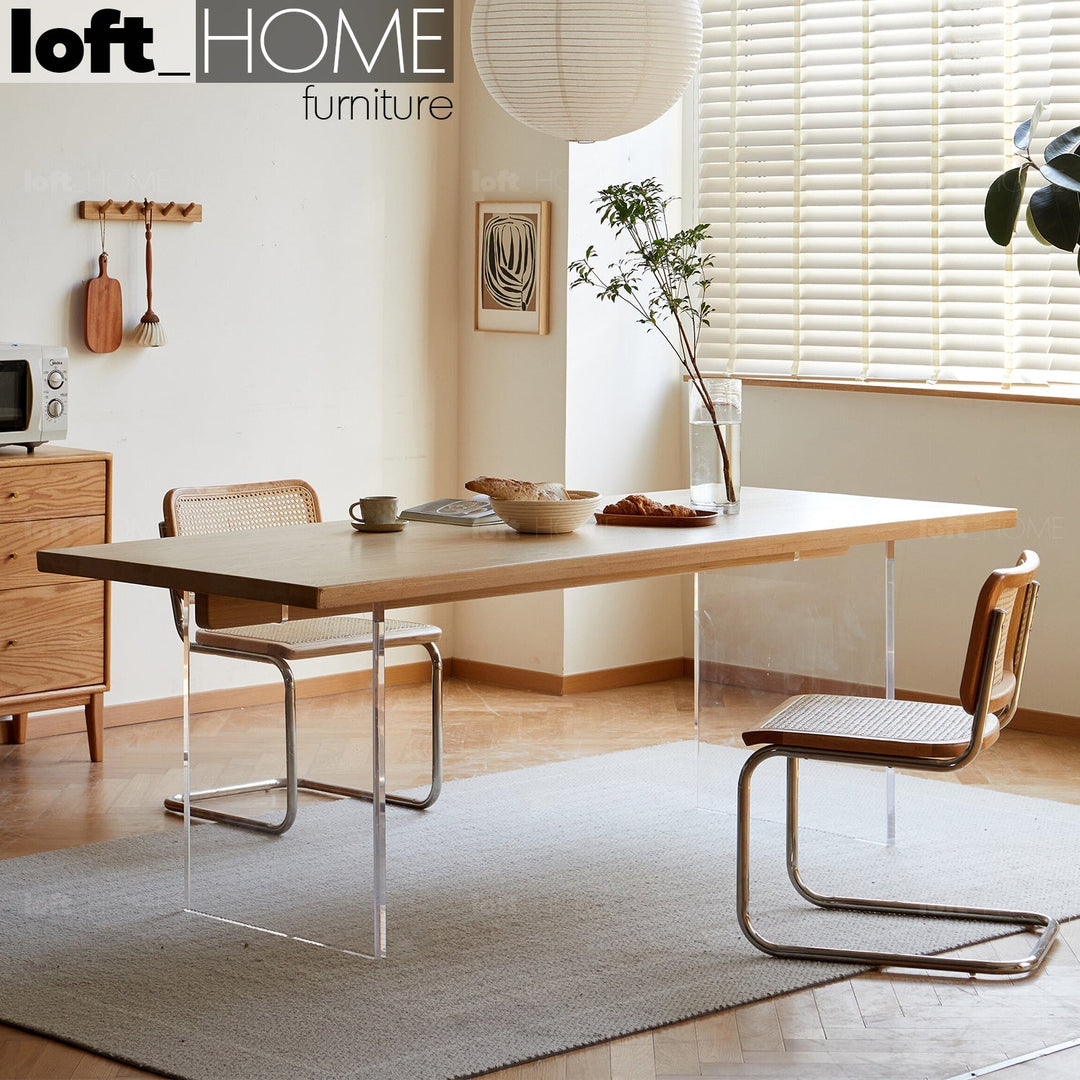 Scandinavian wood dining table float primary product view.