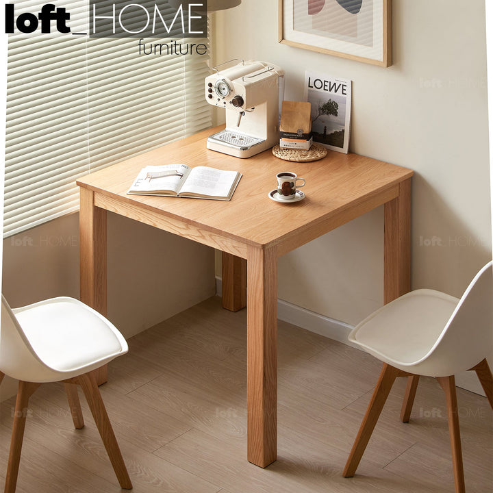 Scandinavian wood dining table oak square primary product view.