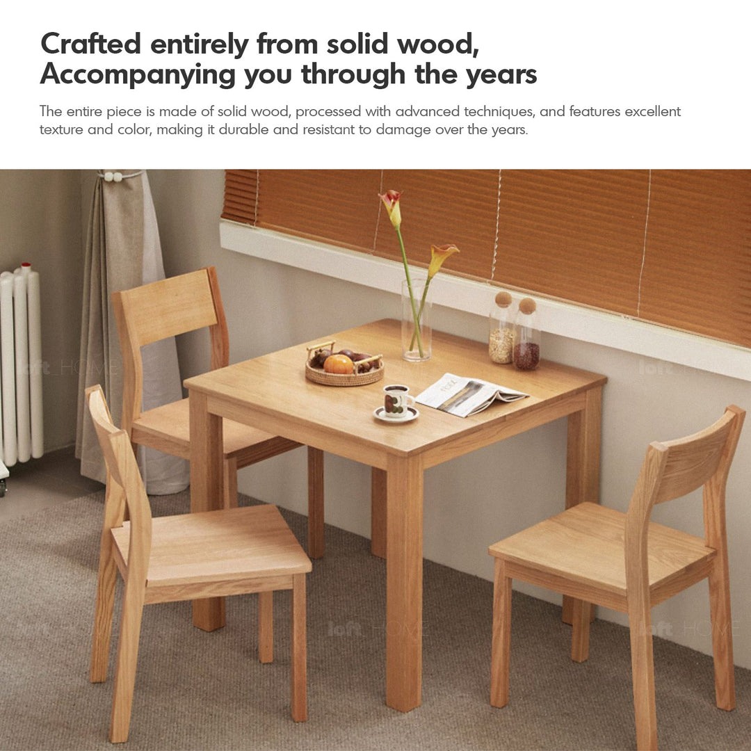 Scandinavian wood dining table oak square material variants.