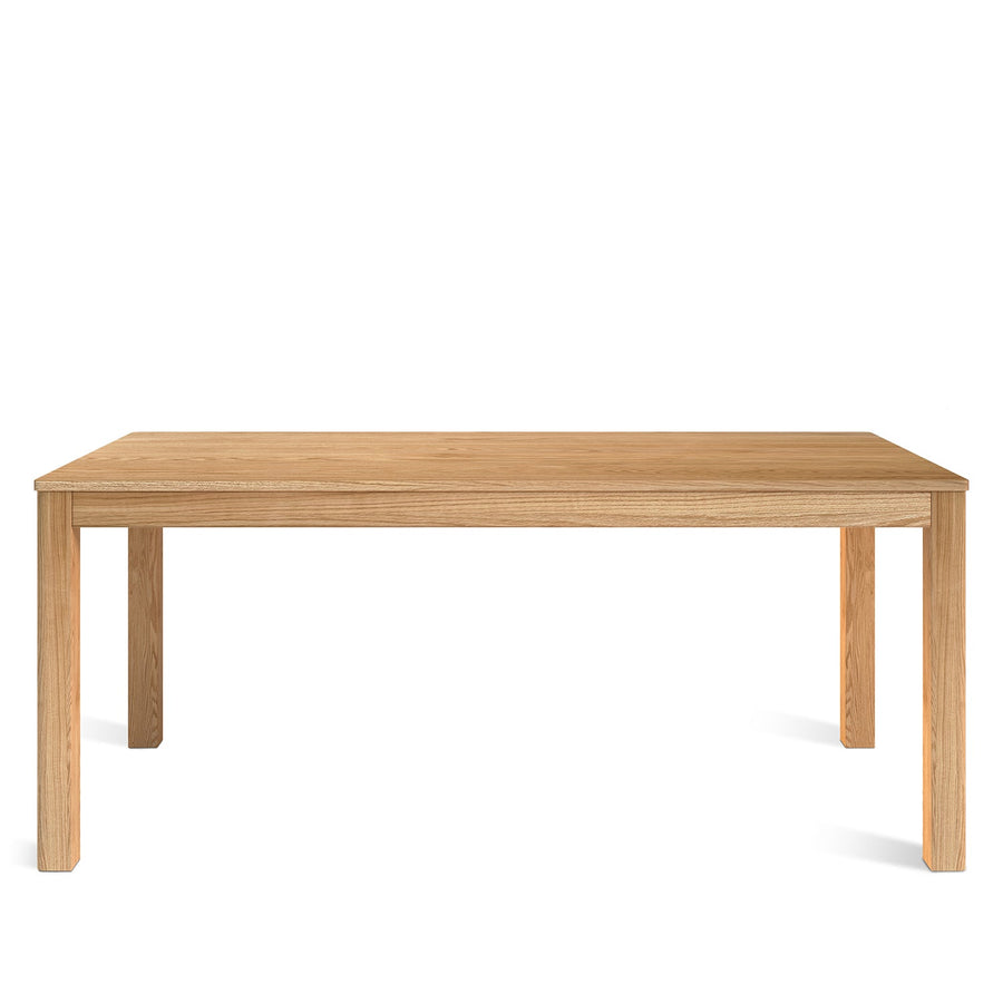 Scandinavian wood dining table rotter in white background.
