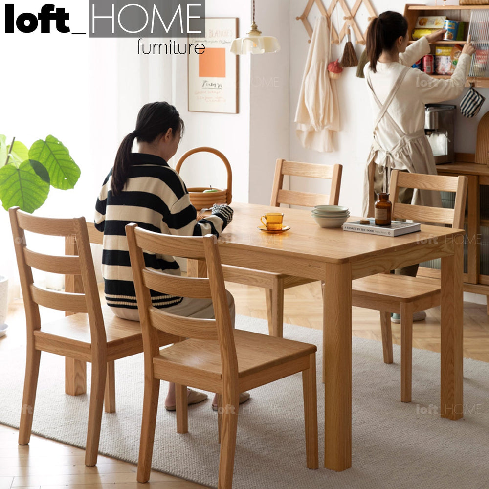 Scandinavian wood dining table rotter primary product view.